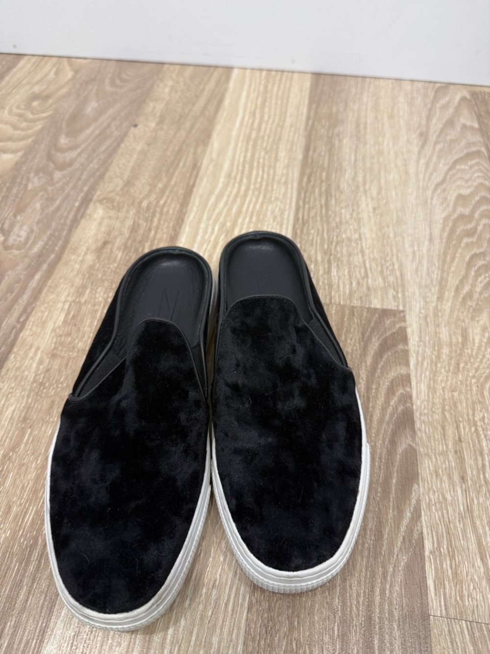 Women’s Black Slip-On Velvet Sneakers